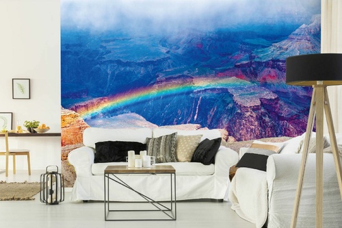 Vlies Fototapete - Regenbogen über dem Grand Canyon 375 x 250 cm